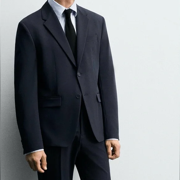 ZARA Navy Blue Slim Fit Blazer & Trouser Suit Set – Men’s EU 50 / US 40 - Picture 1 of 12